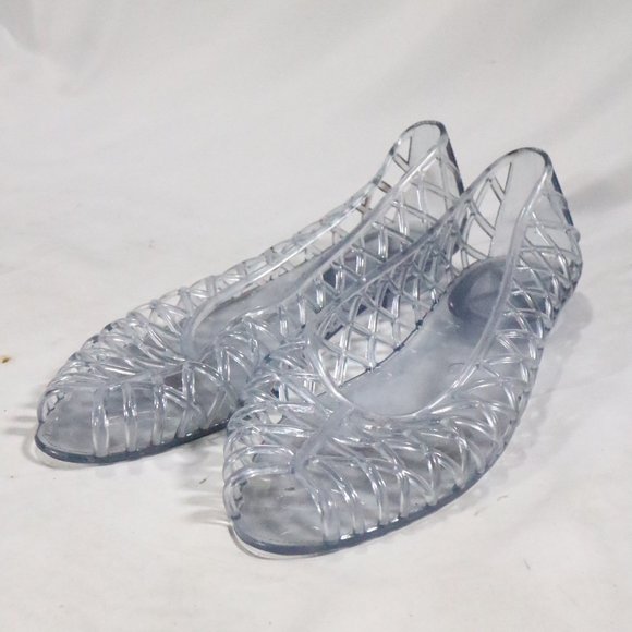 Vintage Shoes - MADE IN USA Jelly Peep Toe Open Weave Sandals Sz 11